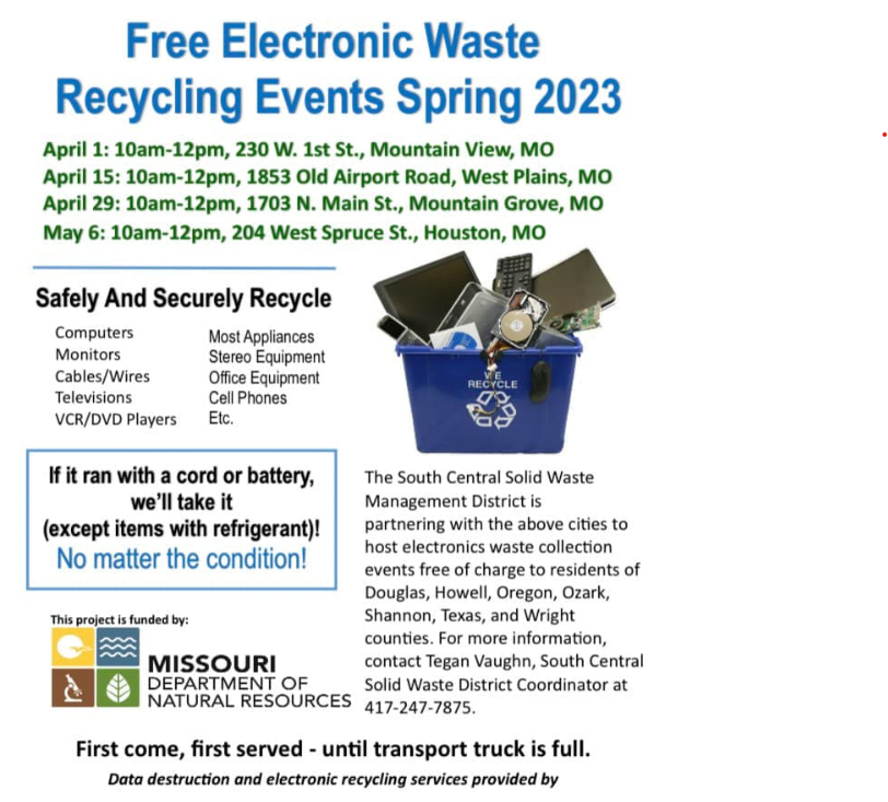 Free Electronic Waste Recycling Event Explore West Plains